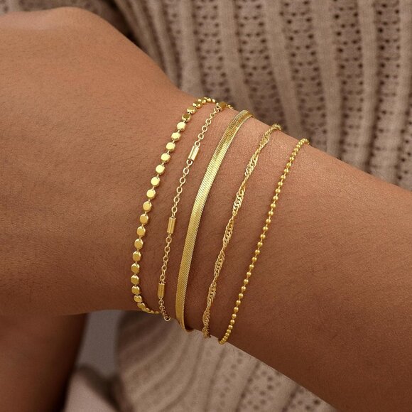 Waterproof & Hypoallergenic 5-Piece Gold Bracelet Collection - Luxe Gift Idea - Picture 2 of 5